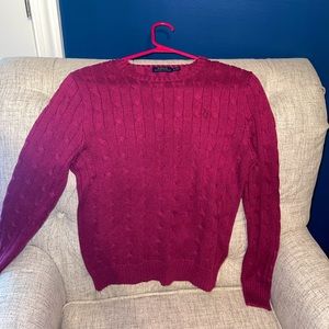 magenta cable knit polo ralph lauren sweater pink